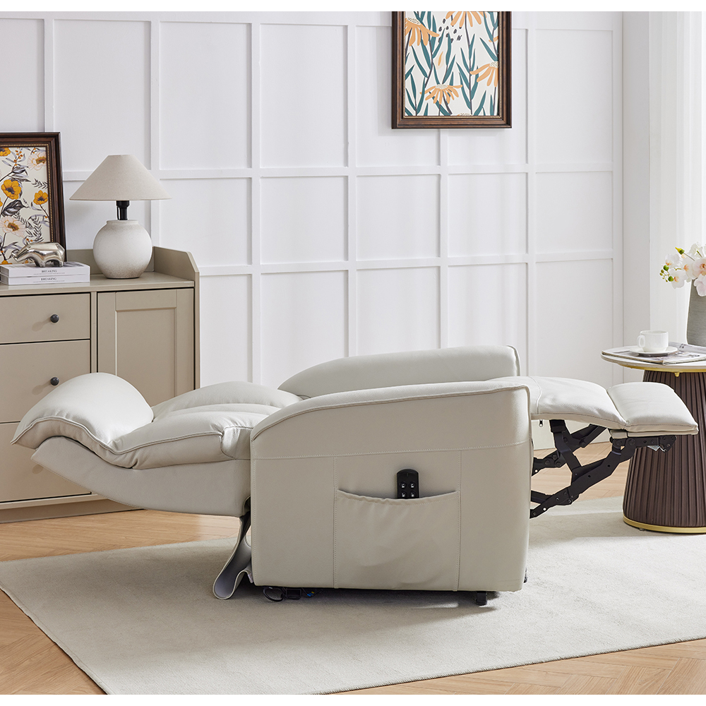 Balzac Leather Electric Recliner Chair In Sandy