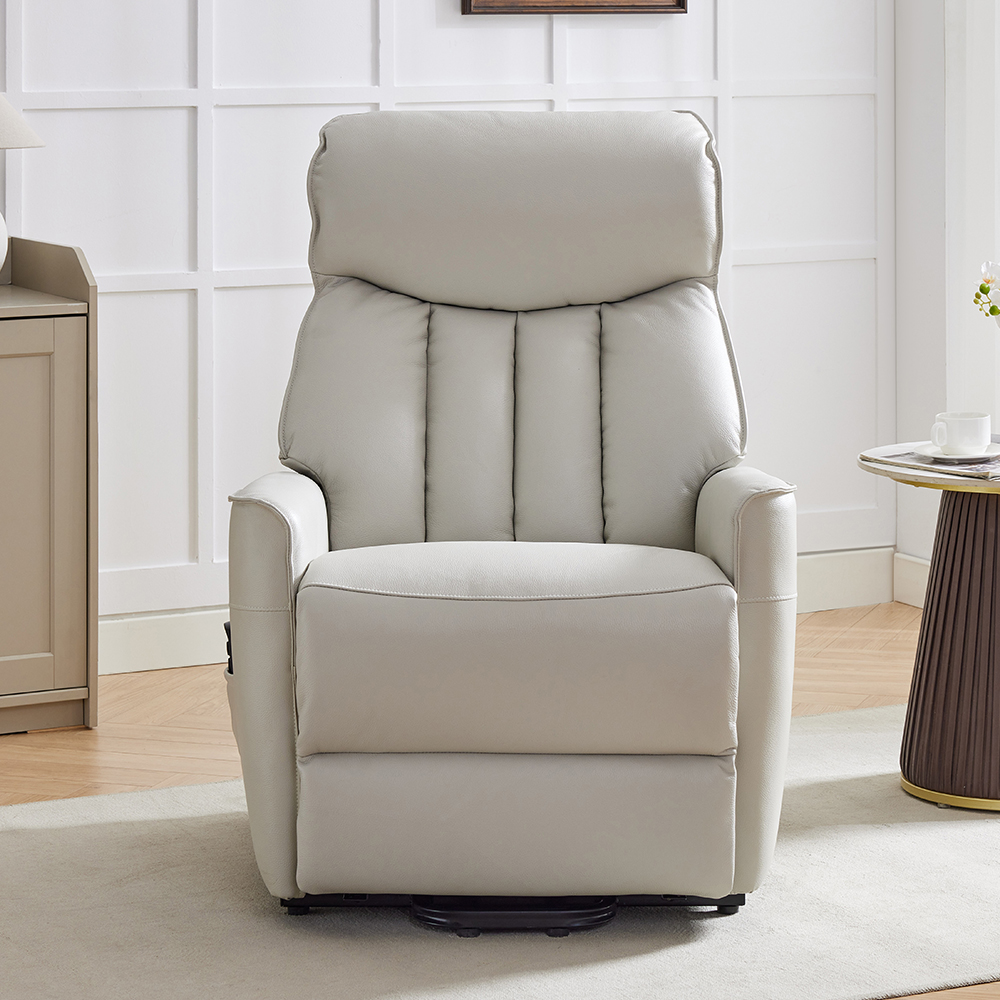Balzac Leather Electric Recliner Chair In Sandy