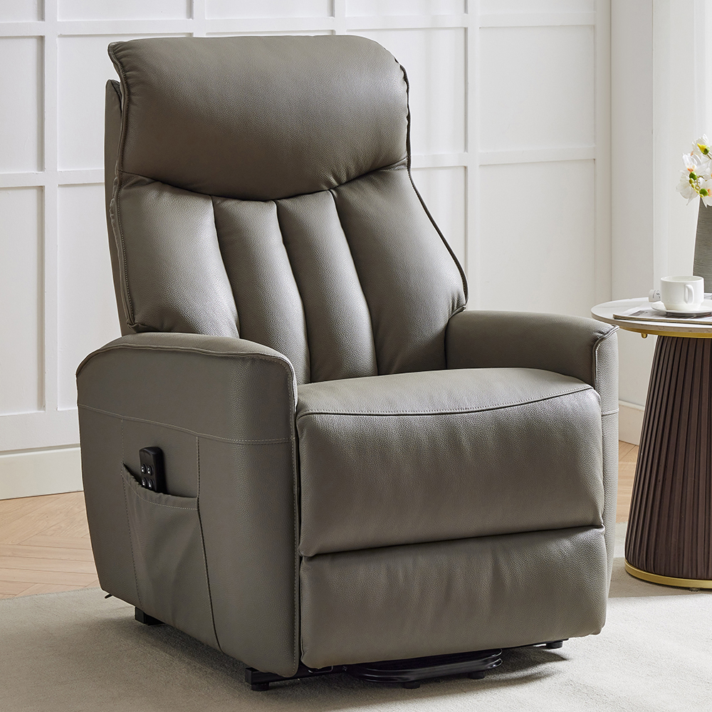balzac leather electric recliner chair in taupe-image-124482