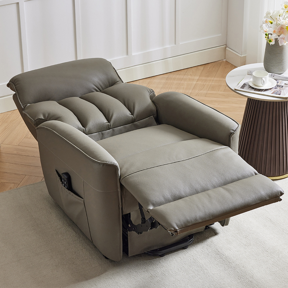 Balzac Leather Electric Recliner Chair In Taupe