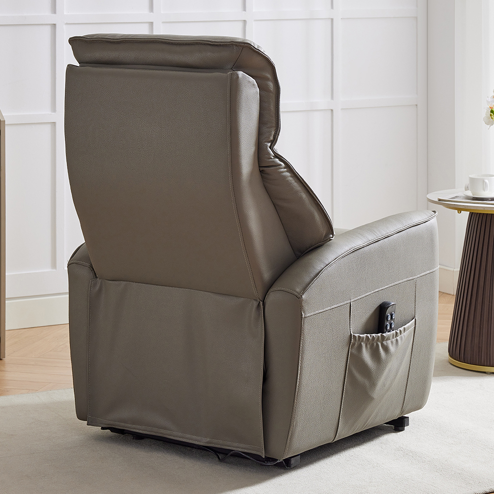 Balzac Leather Electric Recliner Chair In Taupe