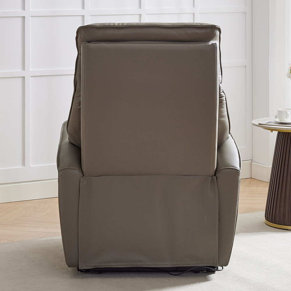 Balzac Leather Electric Recliner Chair In Taupe
