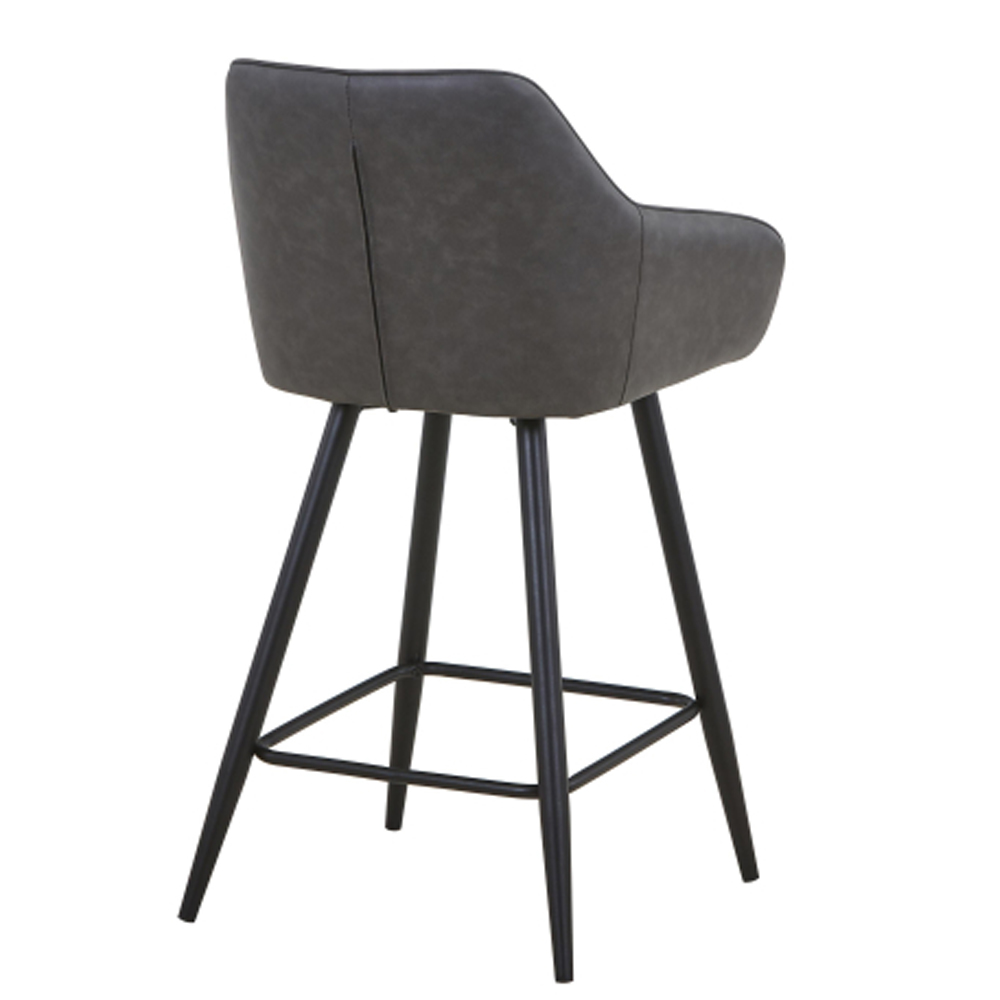 Bamburgh Grey Leather Effect Bar Stool in Pair