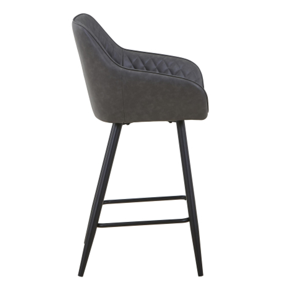 Bamburgh Grey Leather Effect Bar Stool in Pair