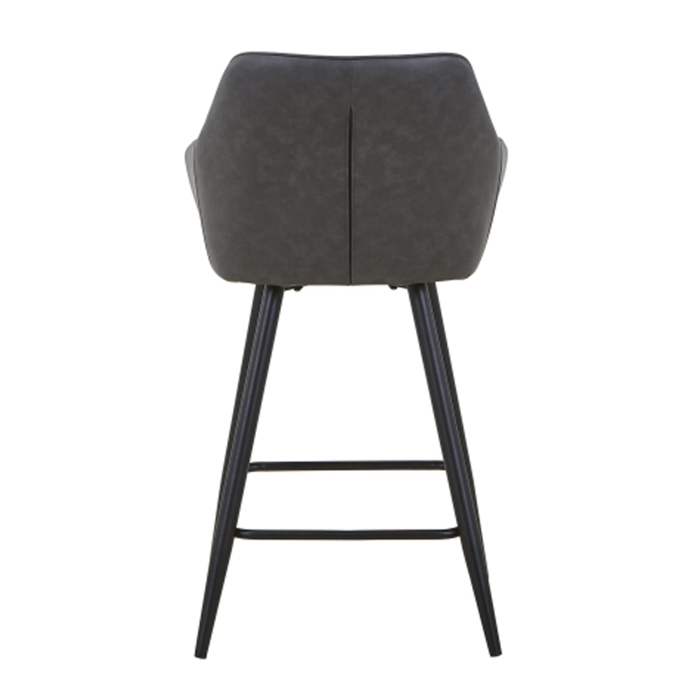 Bamburgh Grey Leather Effect Bar Stool in Pair
