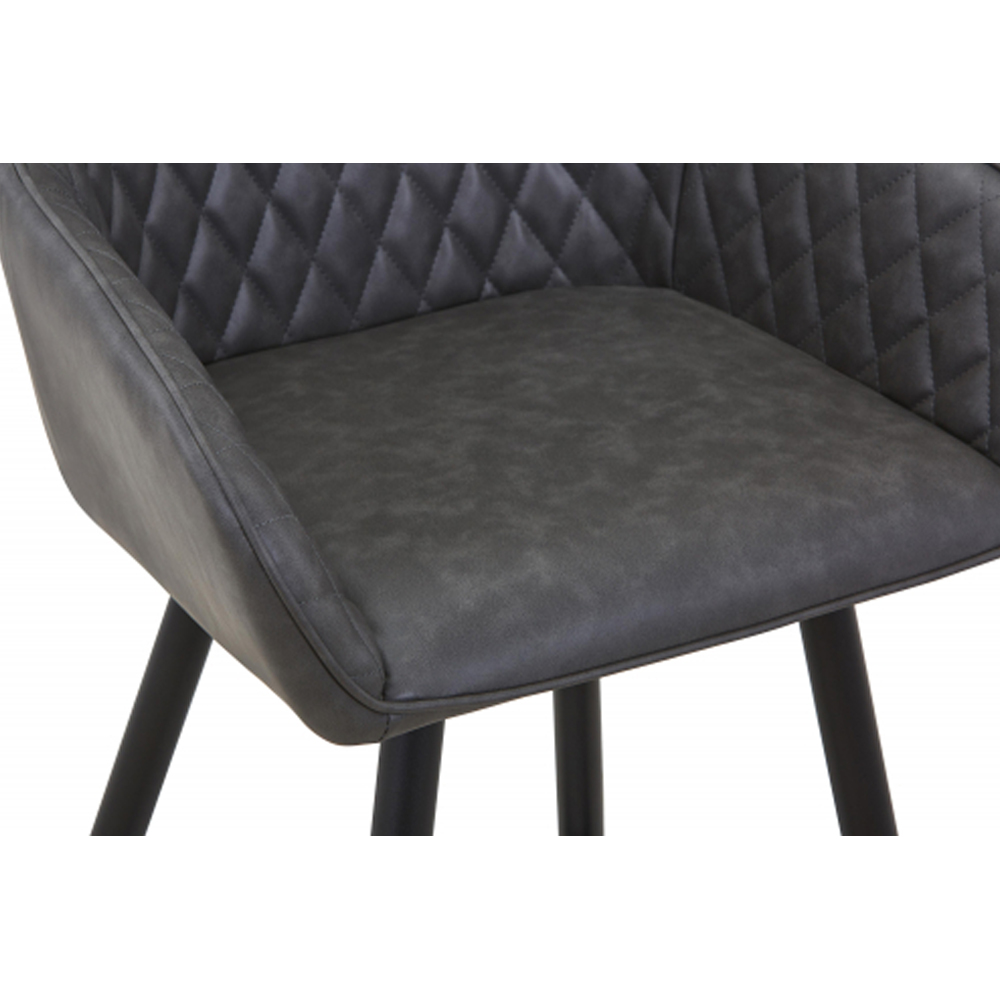 Bamburgh Grey Leather Effect Bar Stool in Pair