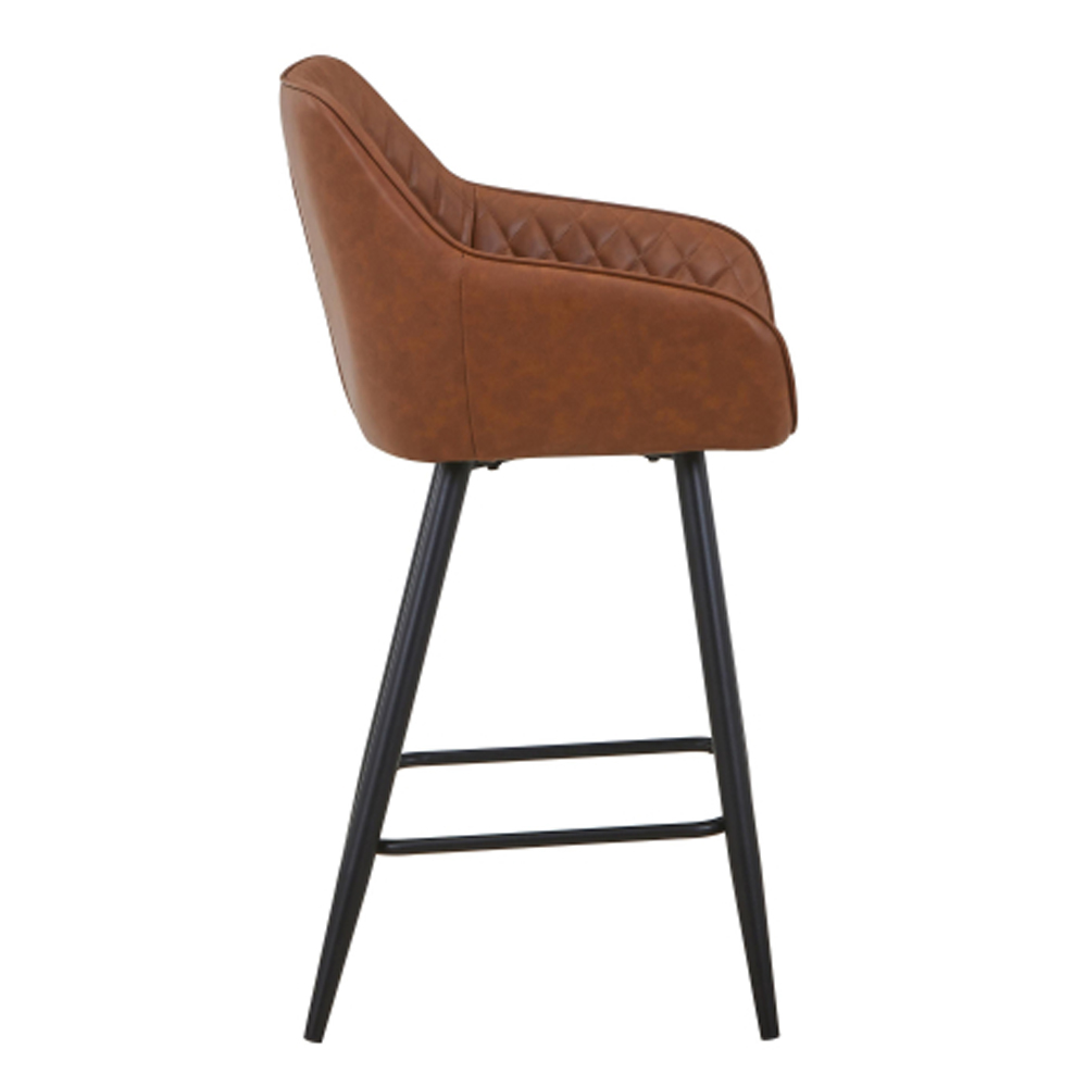 Bamburgh Tuscan Tan Leather Effect Bar Stool in Pair