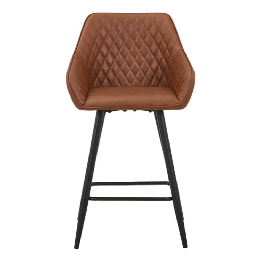 Bamburgh Tuscan Tan Leather Effect Bar Stool in Pair