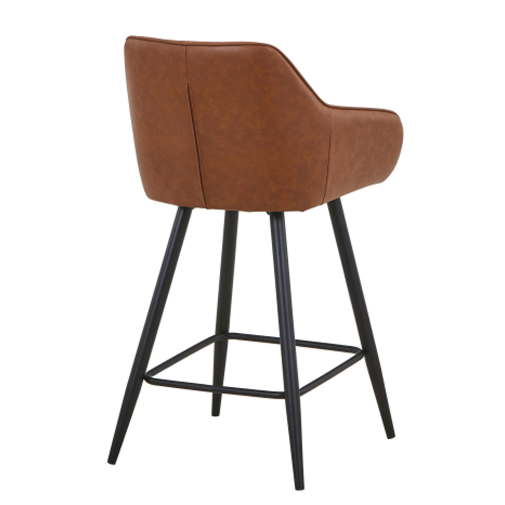 Bamburgh Tuscan Tan Leather Effect Bar Stool in Pair
