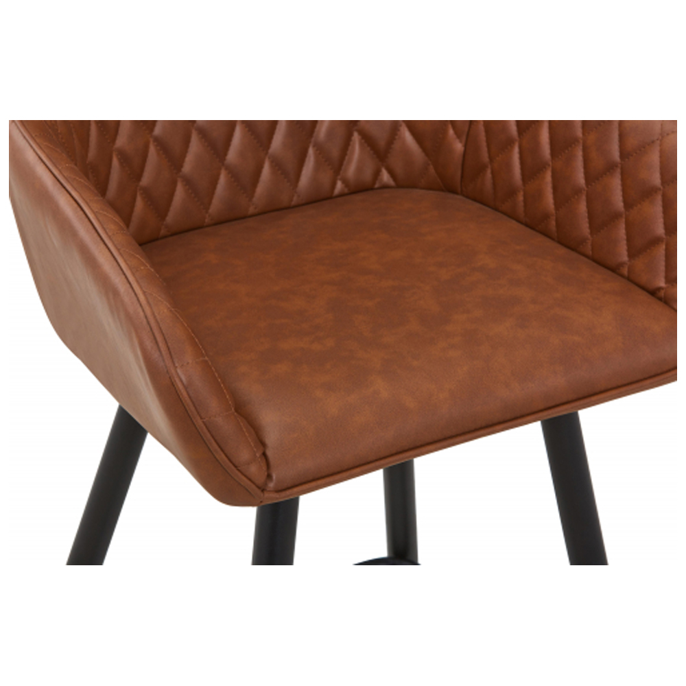 Bamburgh Tuscan Tan Leather Effect Bar Stool in Pair