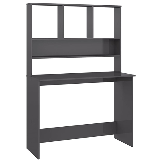 Bancroft High Gloss Laptop Desk With Bookshelf In Grey