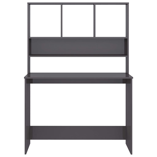 Bancroft High Gloss Laptop Desk With Bookshelf In Grey