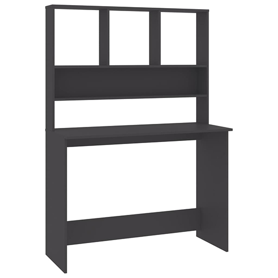 Bancroft Wooden Laptop Desk With Bookshelf In Grey