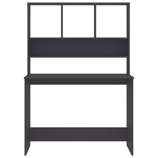 Bancroft Wooden Laptop Desk With Bookshelf In Grey