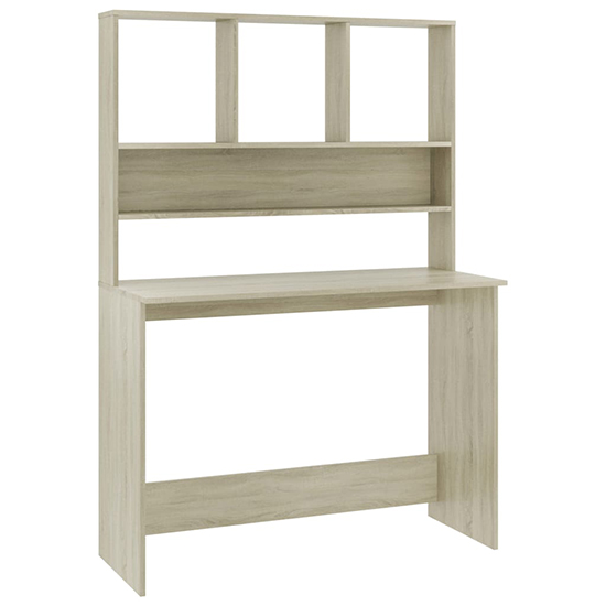 Bancroft Wooden Laptop Desk With Bookshelf In Sonoma Oak