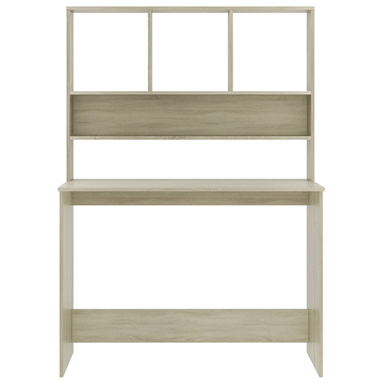 Bancroft Wooden Laptop Desk With Bookshelf In Sonoma Oak