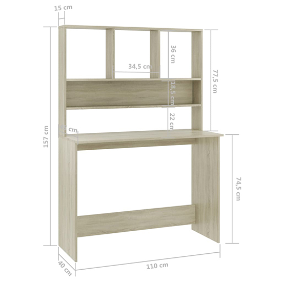 Bancroft Wooden Laptop Desk With Bookshelf In Sonoma Oak