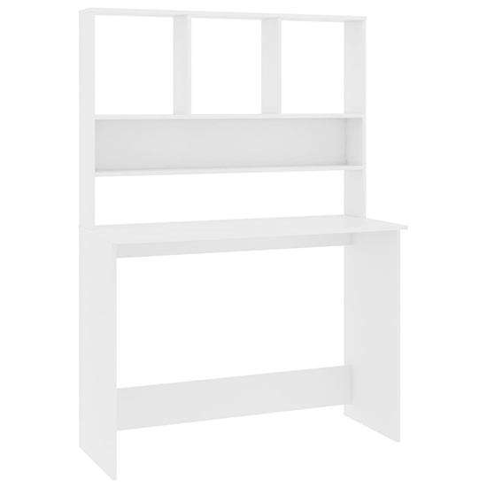 Bancroft Wooden Laptop Desk With Bookshelf In White Furniture in Fashion