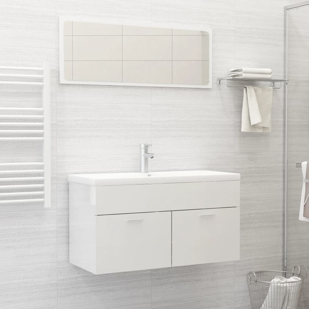 Read more about Banff high gloss 2 piece bathroom furniture set in white