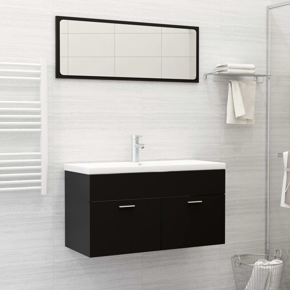 Read more about Banff wooden 2 piece bathroom furniture set in black
