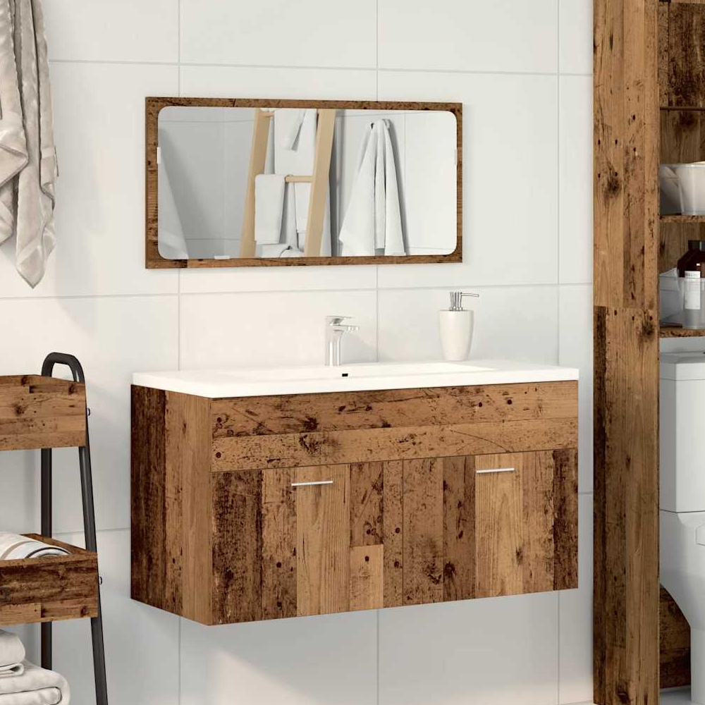 Read more about Banff wooden 2 piece bathroom furniture set in brown oak