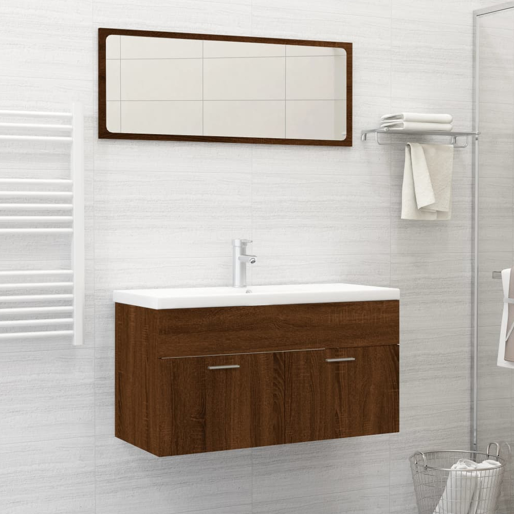 Read more about Banff wooden 2 piece bathroom furniture set in dark brown oak