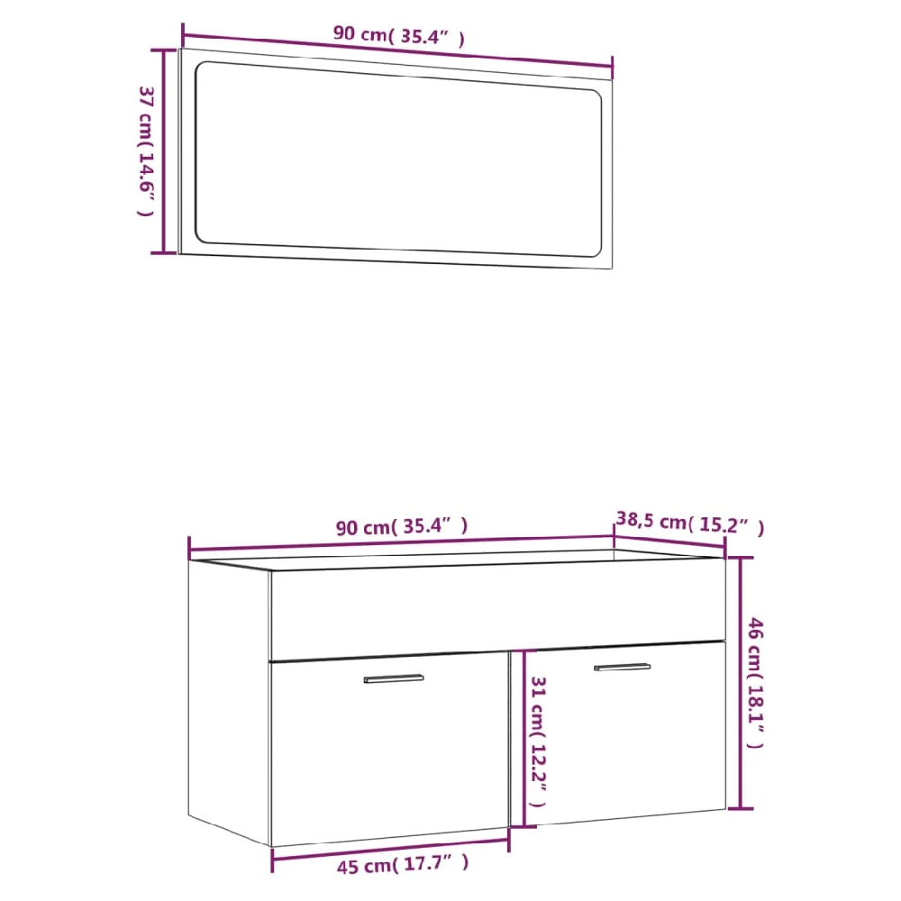 Banff Wooden 2 Piece Bathroom Furniture Set In Grey Sonoma