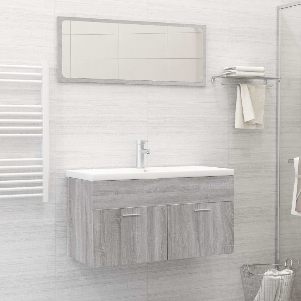 Read more about Banff wooden 2 piece bathroom furniture set in grey sonoma