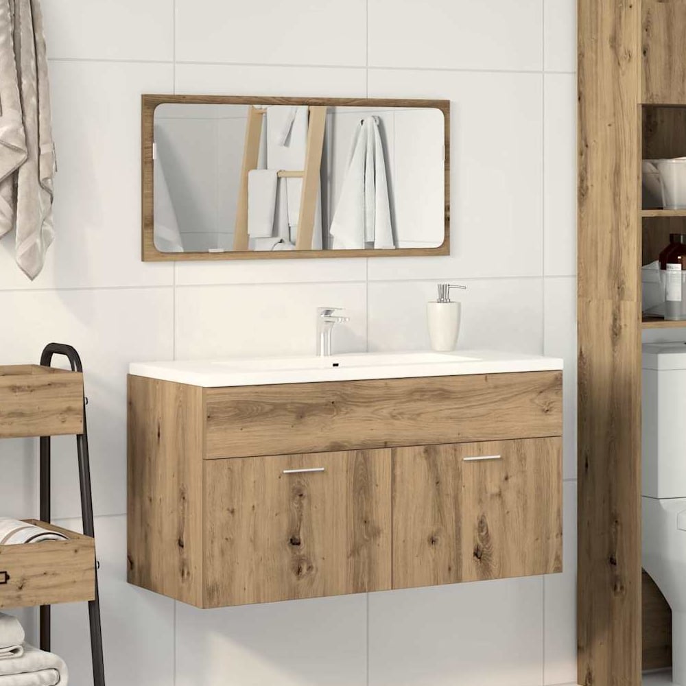 Read more about Banff wooden 2 piece bathroom furniture set in oak
