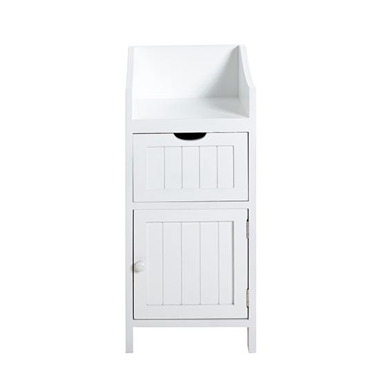 Bangor Wooden 1 Door 1 Drawer Bathroom Storage Cabinet In White_4
