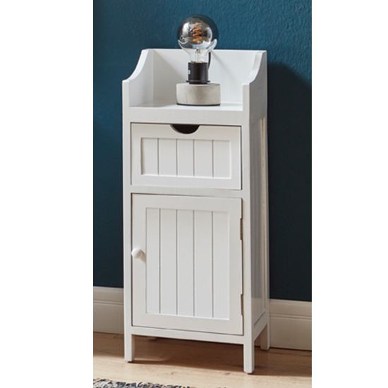 Bangor Wooden 1 Door 1 Drawer Bathroom Storage Cabinet In White_1