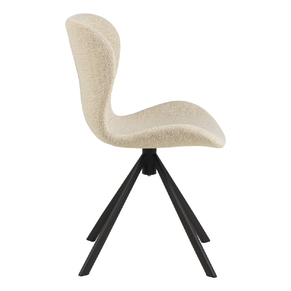 Bangor Cream Fabric Dining Chairs With Black Legs In Pair