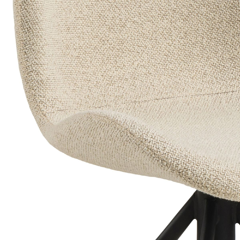 Bangor Cream Fabric Dining Chairs With Black Legs In Pair