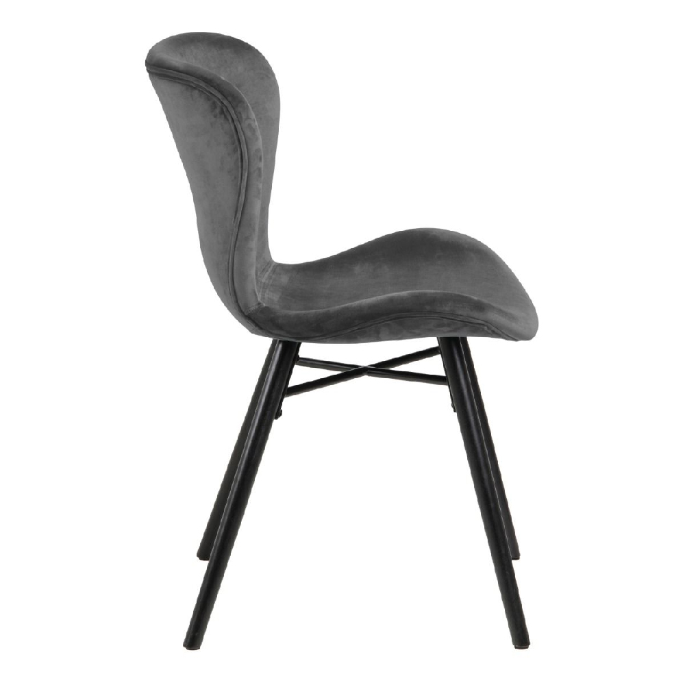 Bangor Dark Grey Fabric Dining Chairs With Black Legs In Pair