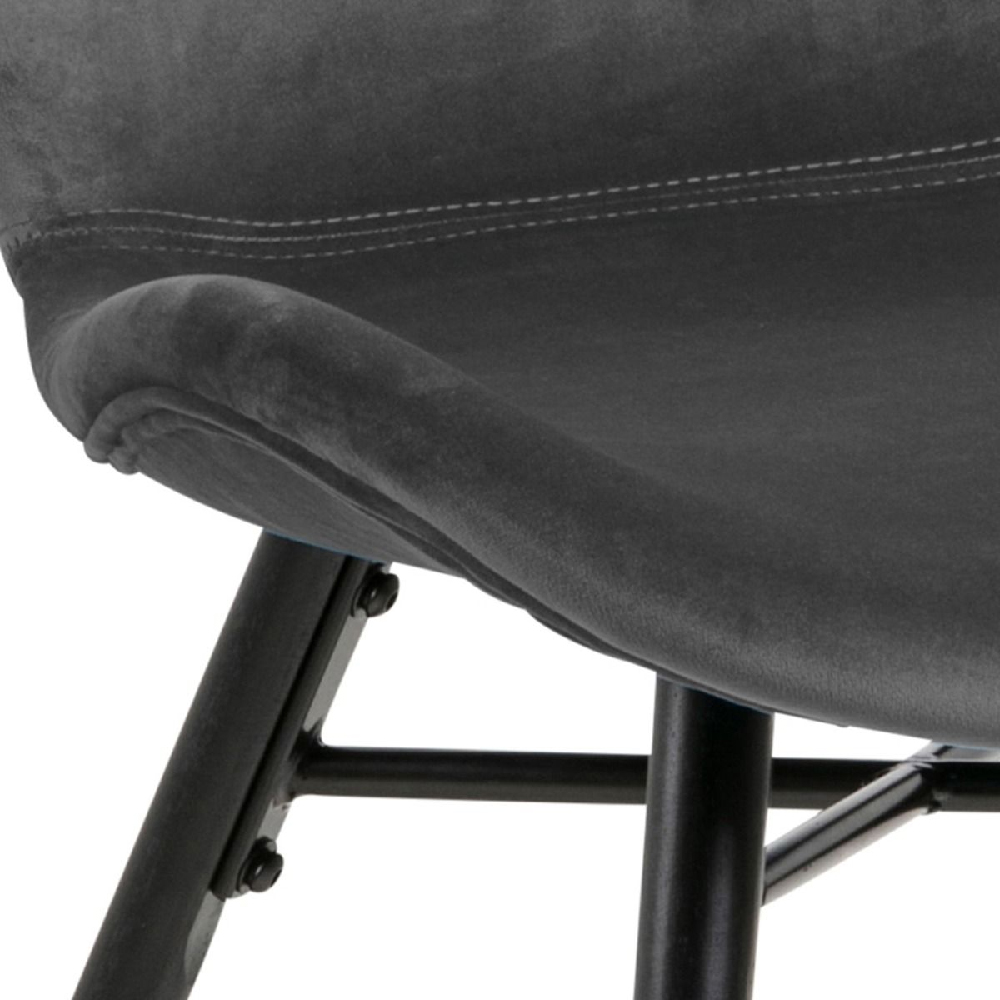 Bangor Dark Grey Fabric Dining Chairs With Black Legs In Pair