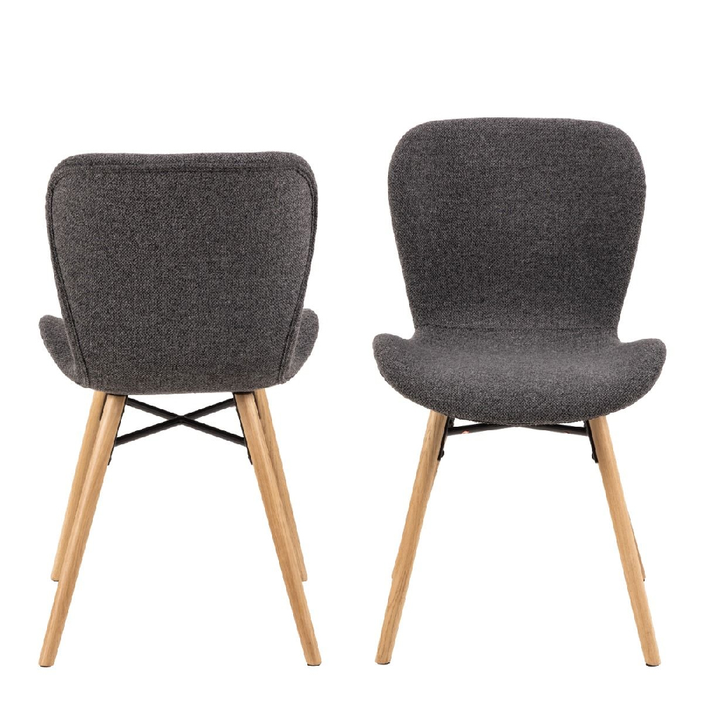 Bangor Dark Grey Fabric Dining Chairs With Oak Legs In Pair