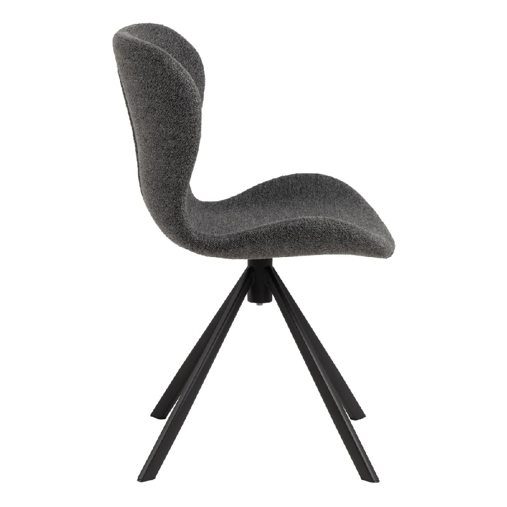 Bangor Grey Fabric Dining Chairs With Black Legs In Pair