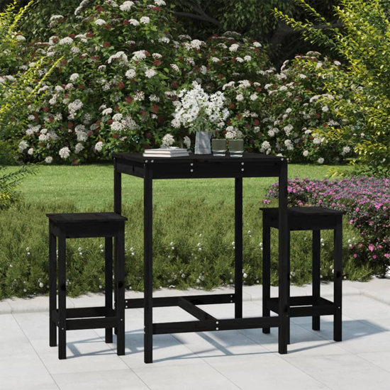 Bangor Solid Wood Pine 3 Piece Garden Bar Set In Black from Furniture in Fashion