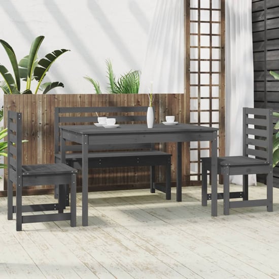 Product photograph of Bangor Solid Wood Pine 4 Piece Garden Dining Set In Grey from Furniture in Fashion