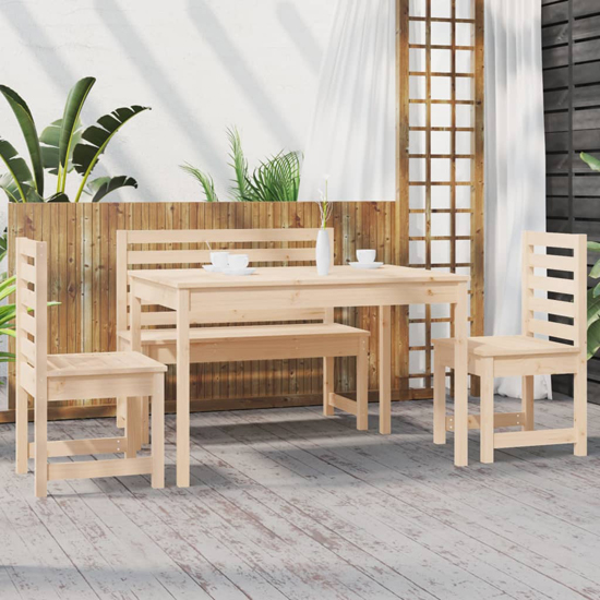 Bangor Solid Wood Pine 4 Piece Garden Dining Set In Natural Furniture