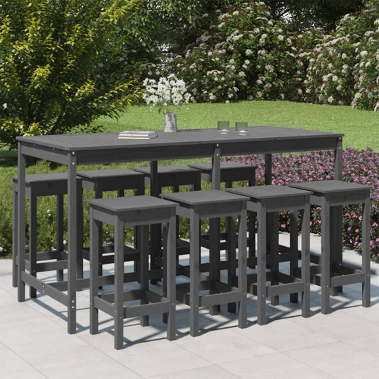Bangor Solid Wood Pine 7 Piece Garden Bar Set In Black Furniture in