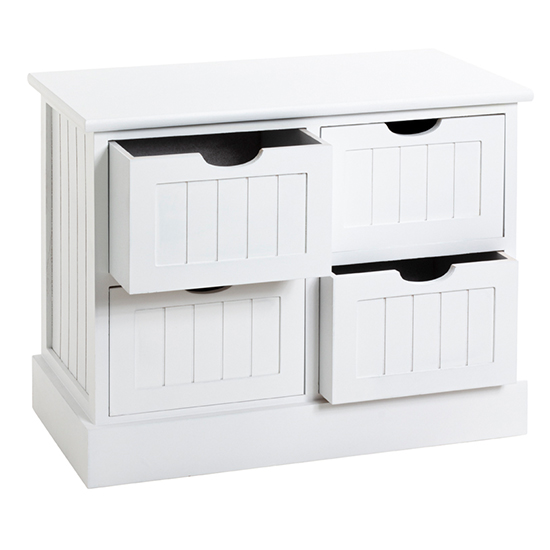 Bangor Wooden Wide 4 Drawers Bathroom Storage Cabinet In White_2