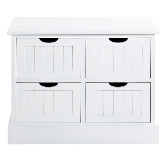 Bangor Wooden Wide 4 Drawers Bathroom Storage Cabinet In White_3