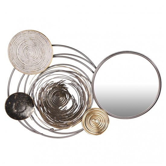 Product photograph of Banks Metal Wall Art In Silver And Gold With Mirror from Furniture in Fashion