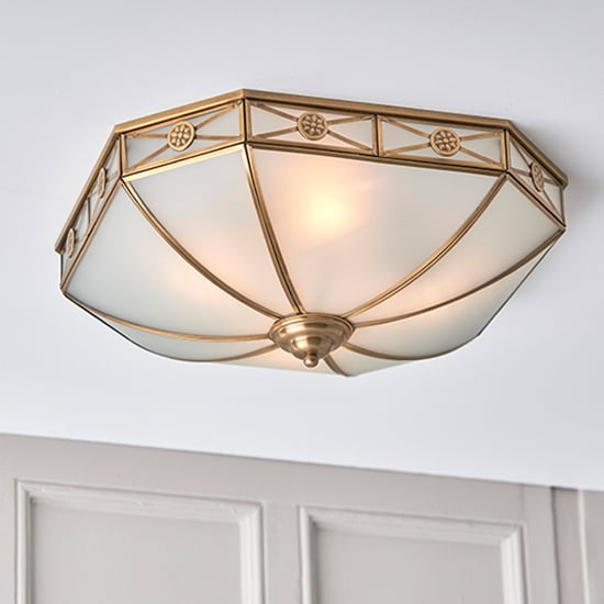 Product photograph of Bannerman 4 Lights Flush Ceiling Light In Antique Brass from Furniture in Fashion