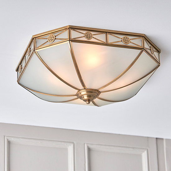 Photo of Bannerman 4 lights flush ceiling light in antique brass