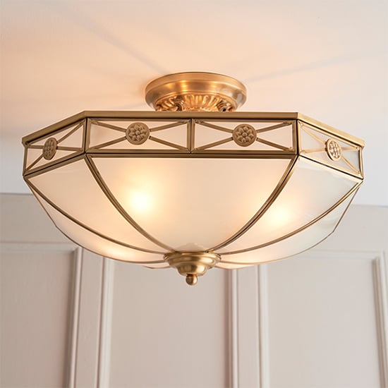 Product photograph of Bannerman 4 Lights Semi Flush Ceiling Light In Antique Brass from Furniture in Fashion