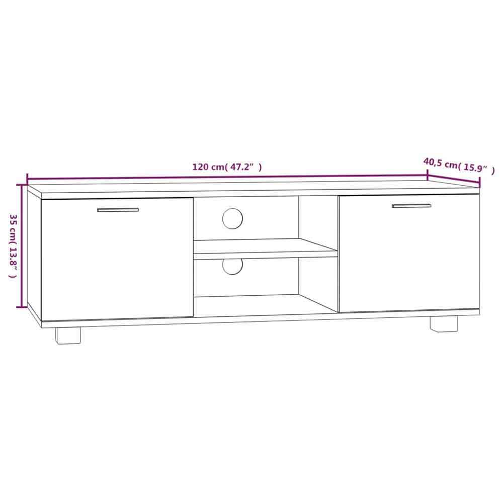 Banning 120cm Wooden TV Stand With 2 Doors In Gloss Black