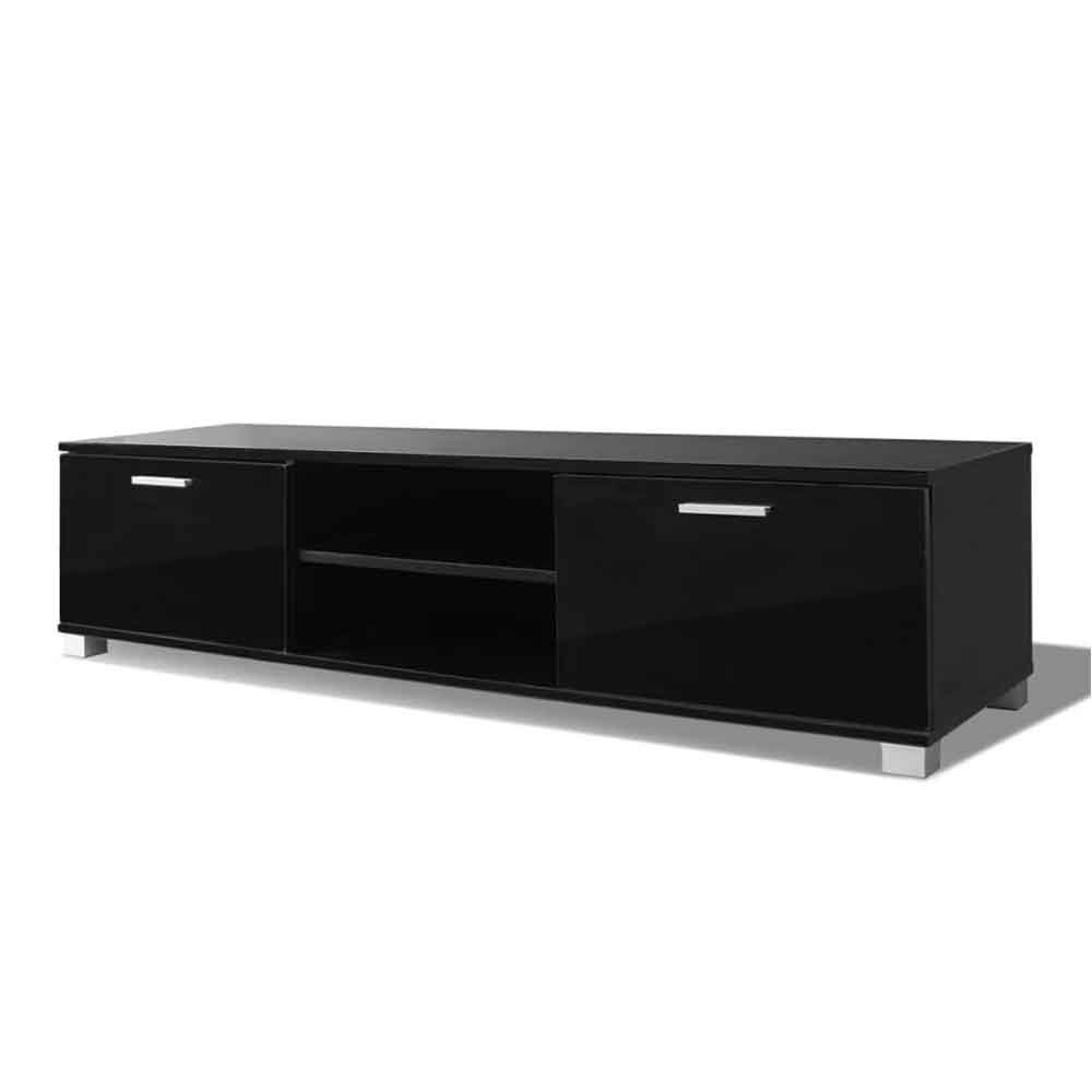 Banning 140cm Wooden TV Stand With 2 Doors In Gloss Black