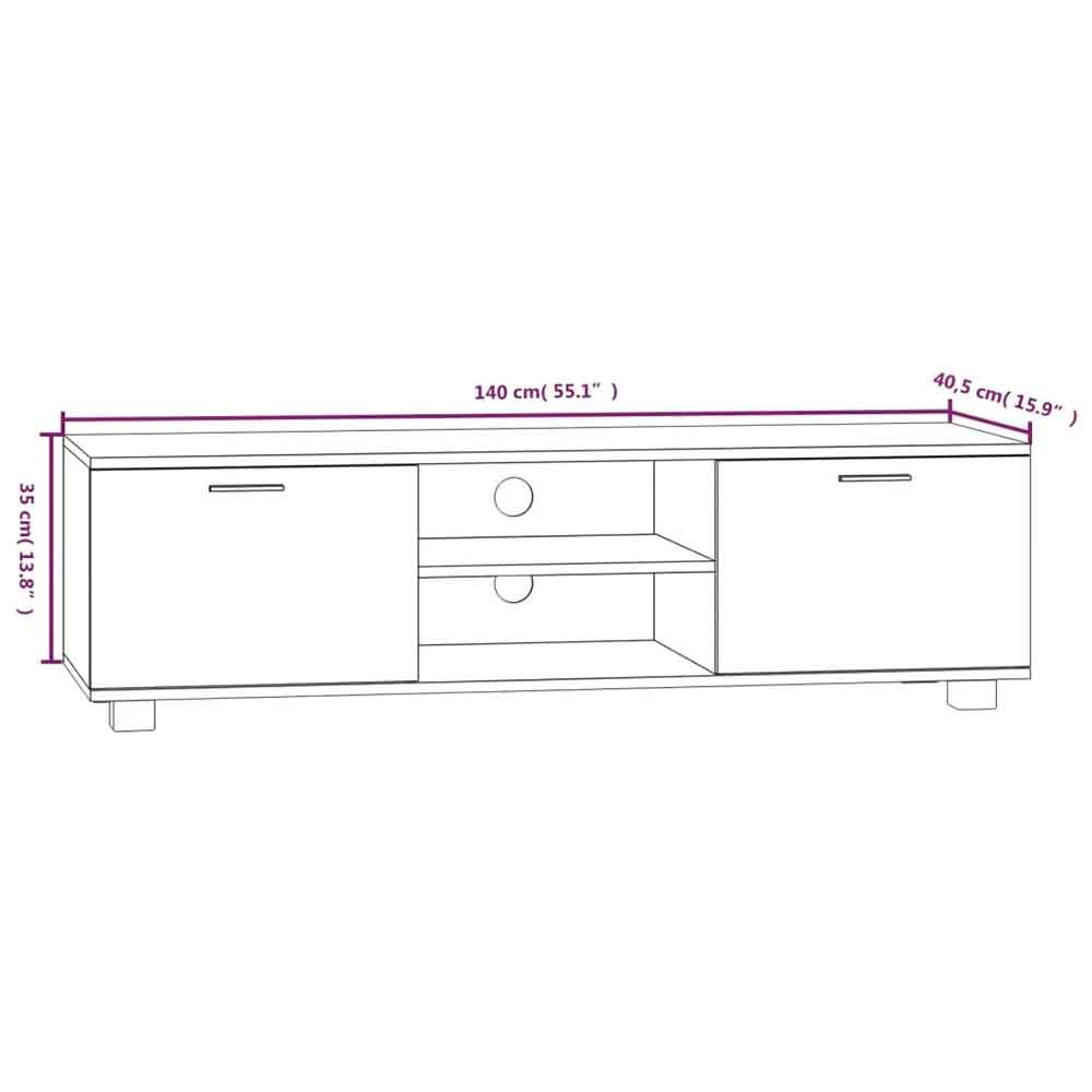 Banning 140cm Wooden TV Stand With 2 Doors In Gloss Black